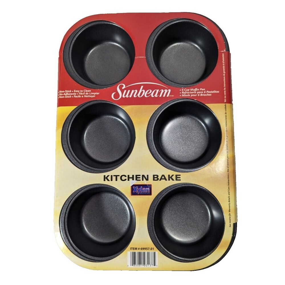 Sunbeam Muffin Bake Tin 6 Cup Cupcake Pan Non-Stick Kitchen Bakeware Ovenware